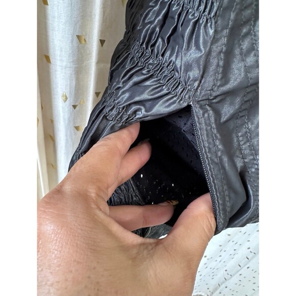 Bebe Sport Y2K Shiny Metal Black Side Arm Rouching Zip Up Motorcycle Jacket M - Picture 4 of 8